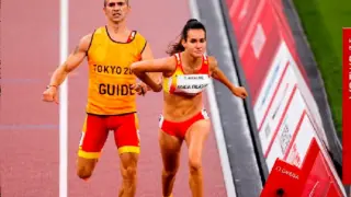 Jonathan García, con Alba García, en los Juegos de Tokio.