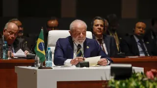 El presidente de Brasil, Luiz Inácio Lula da Silva, en Johannesburgo en la cumbre de los BRICS