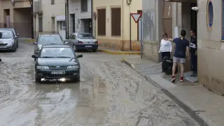 Efectos de las lluvias que ha dejado la DANA en Tauste (Zaragoza).