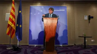 Carles Puigdemont, en su intervención de esta mañana.