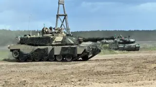 Vista de tanques Abrams, de EE.UU., en una fotografía de archivo.
