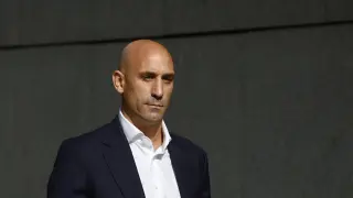 Former Royal Spanish Football Federation President Luis Rubiales arrives to testify at the High Court in Madrid