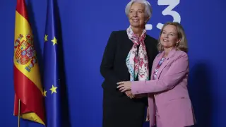La ministra de Asuntos Económicos, Nadia Calviño recibe a la presidenta del Banco Central Europeo Christine Lagarde.