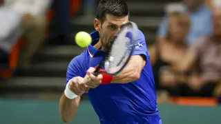 Novak Djokovic durante el partido