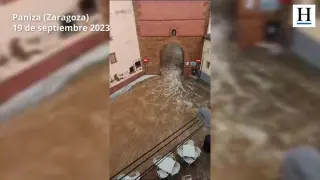 Calles inundadas y granizo a paladas en Paniza y Cariñena