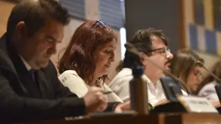Los concejales de Vox, Antonio Laborda, Susana Magán y José Luis Rubió, en el último pleno.