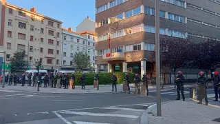Detenidos Galder Barbado y Aitor Zelaia tras aparecer en Vitoria antes de una protesta contra su encarcelamiento..EUROPA PRESS..30/09/2023[[[EP]]]