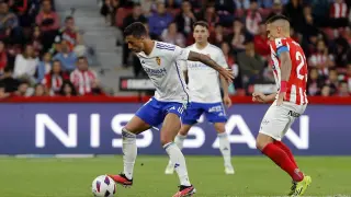 Maikel Mesa en el partido jugado en Gijón