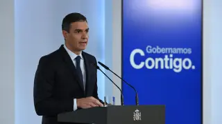 Pedro Sánchez durante su declaración en Moncloa