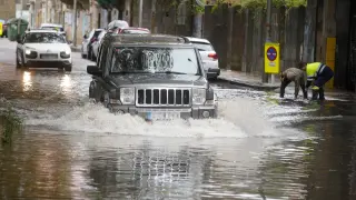 Inundaciones durante el paso de la borrasca Aline, a 19 de octubre de 2023, en Vigo, Pontevedra, Galicia (España).