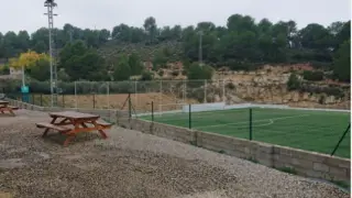 Ubicación del campo de fútbol de El Regit, en las afueras de Adzaneta de Algaida (Valencia).