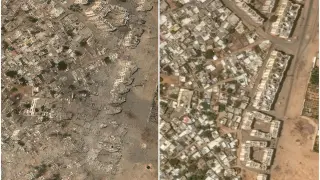 Beit Hanoun, en Gaza antes y después de los bombardeos
