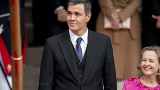 El presidente del Gobierno en funciones, Pedro Sánchez, en la tribuna del acto de jura de la Constitución ante las Cortes Generales, en el Congreso de los Diputados, a 31 de octubre de 2023, en Madrid (España). La Pri