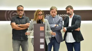 Andoni Corrales, Mayte Pérez, José Luis Soro y Álvaro Sanz, este jueves.
