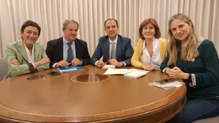 Los representantes del Gobierno de Aragón con dos miembros de la junta directiva de Long Covid Aragón.