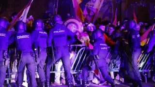 Actuación de la policía en la concentración en Madrid