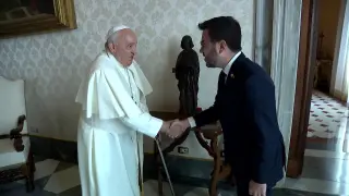 El papa se reunió con Pere Aragonès durante 40 minutos y hablaron de la guerra en Gaza