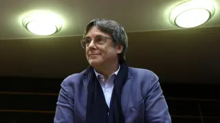 Catalan separatist leader Carles Puigdemont attends a plenary session, in Brussels