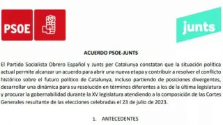 El acuerdo de PSOE y JxCat