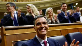 Pedro Sánchez en la sesión de investidura del Congreso de los Diputados