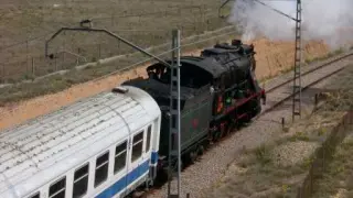 La locomotora La Vaporosa, máquina de vapor militar, en una foto de 2005 en Zaragoza.