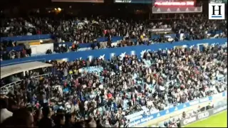 Pitada de la afición del Real Zaragoza tras perder ante la SD Huesca