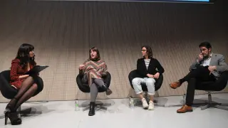 Marta Fernández, Isabel Cebrián, Julia Puyó y Manuel Bedia, ayer, en Etopia.