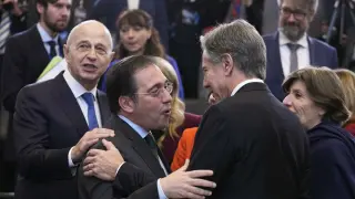 José Manuel Albares durante la reunión de la OTAN