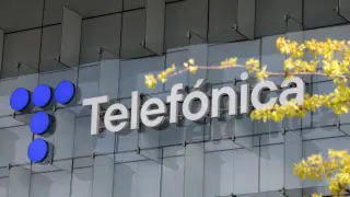 FILE PHOTO: The logo of Spanish Telecom company Telefonica is seen in Madrid