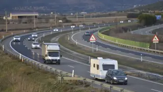 Operación retorno por el puente de diciembre: tráfico en la A-23 en Huesca