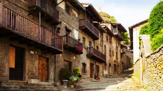 picturesque view of old Catalan village. Rupit, Catalonia