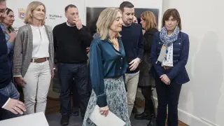 Rueda de prensa de la alcaldesa de Pamplona tras la presentación de una moción de censura en su contra