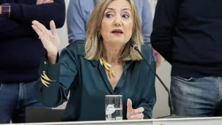 Rueda de prensa de la alcaldesa de Pamplona tras la presentación de una moción de censura en su contra