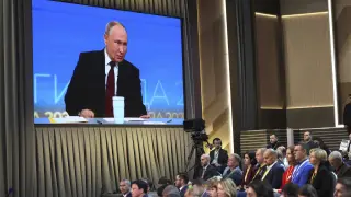 El presidente ruso, Vladímir Putin, durante una rueda de prensa