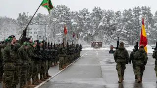 Las tropas de la Brigada Aragón I desplegadas en Letonia durante seis meses dentro de la misión de la OTAN.