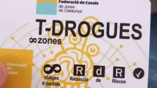 La tarjeta 'T-Drogas' de la Federación de Casales de Jóvenes de Cataluña.