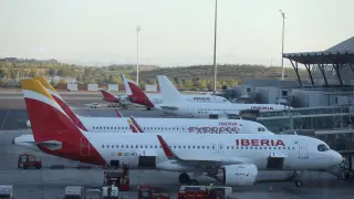 FILE PHOTO: An Iberia Express aircraft at Adolfo Suarez Madrid-Barajas Airport, in Madrid, Spain