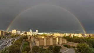 El arco iris sobre Zaragoza.