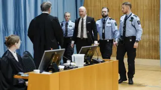 Anders Behring Breivik durante el juicio en el gimnasio de la prisión