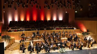 La Orquesta Sinfónica Ciudad de Zaragoza, durante un concierto en el Auditorio de Zaragoza.