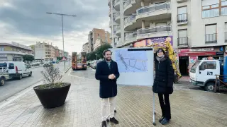 El alcalde y la concejal de Urbanismo en la intersección de Avenida de Lérida y Avenida Goya
