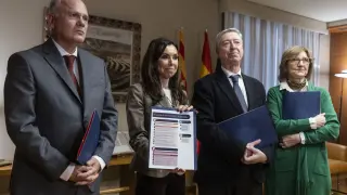 Luis Rufas, Marta Fernández, Alfonso Peña y Rosa Montolío, este martes.
