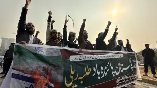 Protest in Islamabad against Iran for launching missile strikes at a Pakistani border village