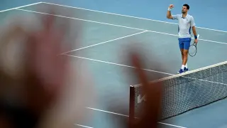 El serbio Novak Djokovic tras el partido de cuartos en Australia