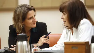 Teresa Ribera y Cristina Narbona, en la comisión de Transición Ecológica del Congreso.