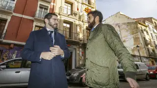 Alejandro Nolasco y Armando Martínez en la rueda de prensa celebrada este miércoles en la calle Predicadores de Zaragoza
