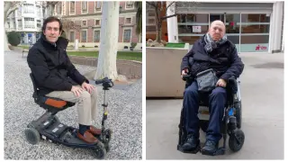 Juan Chimeno y Gregorio Lizalde, dos personas con discapacidad, en Zaragoza.