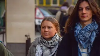 La activista sueca Greta Thunberg acude al juicio por un delito de desorden público en Londres.