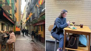 La 'influencer' Lucía Pombo probó ayer una de las croquetas más famosas de Zaragoza