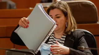 Claudia Pérez Forniés en la sesión del pleno de las Cortes de Aragón de este viernes
